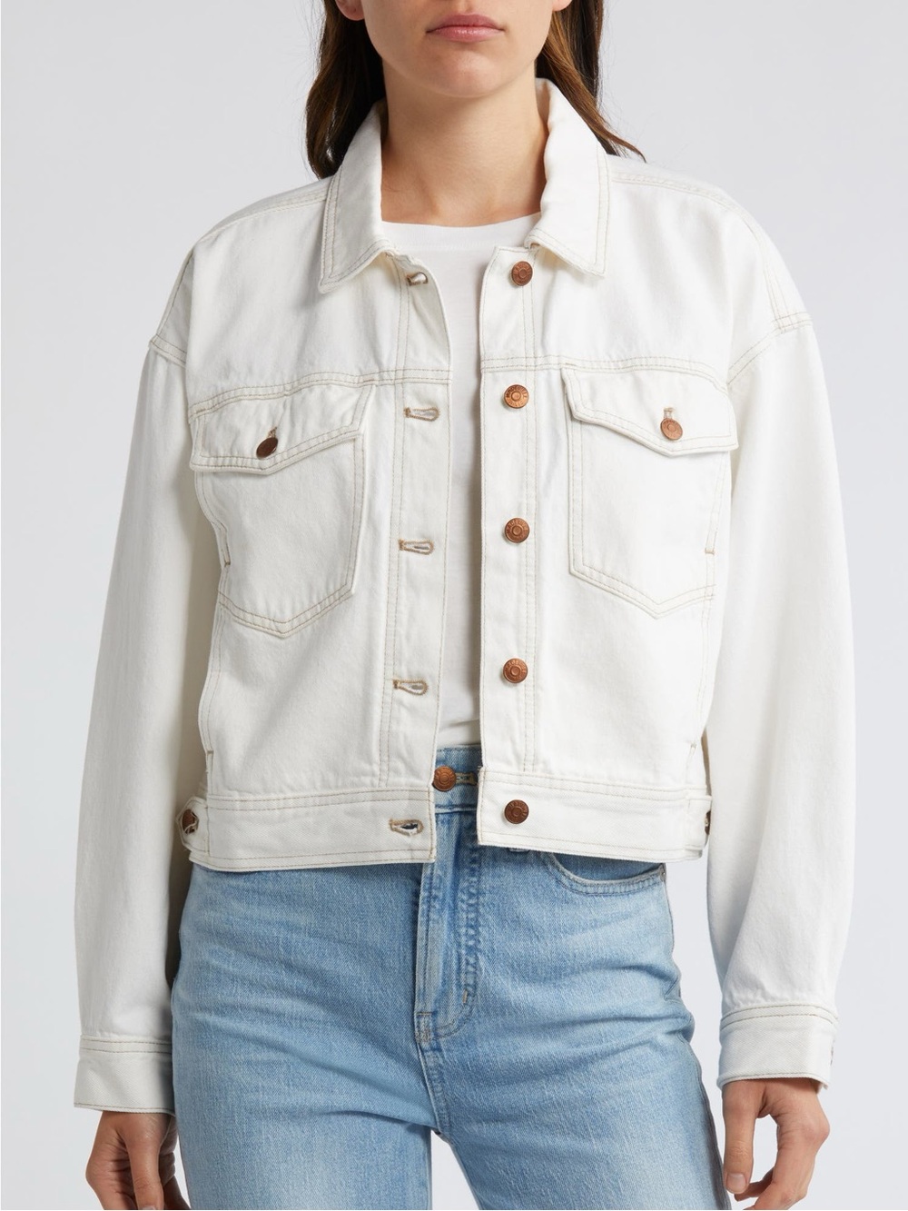 Madewell Cropped Off white Jean jacket